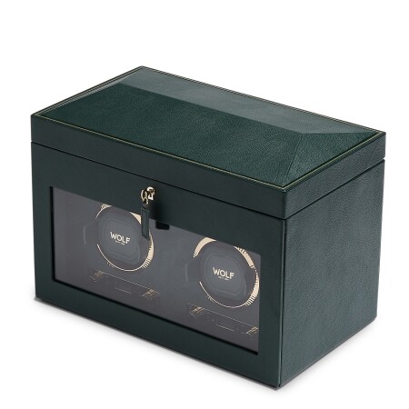 Remontoir pour 2 montres automatiques Wolf 1834 British Racing Green en cuir vegan vert