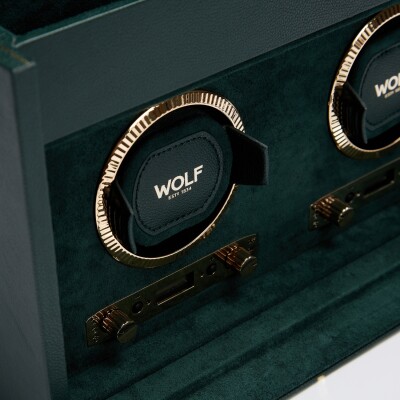 Remontoir pour 2 montres automatiques Wolf 1834 British Racing Green en cuir vegan vert