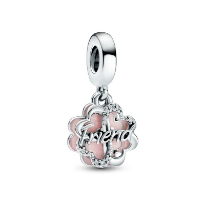 Charm pendant Pandora Double Amitié Trèfle À Quatre Feuilles en argent