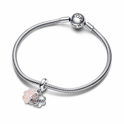 Charm pendant Pandora Double Amitié Trèfle À Quatre Feuilles en argent