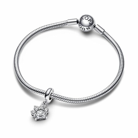 Charm pendant Pandora Empreinte De Patte D'animal De Compagnie Scintillant en argent 