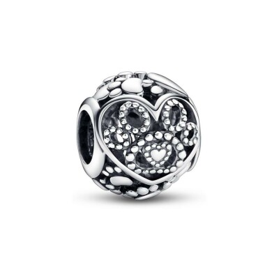 Charm Pandora Cœurs & Empreintes De Pattes en argent 