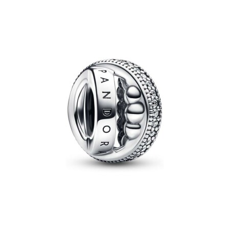 Charm Pandora Signature Pavé & Perlé en argent 