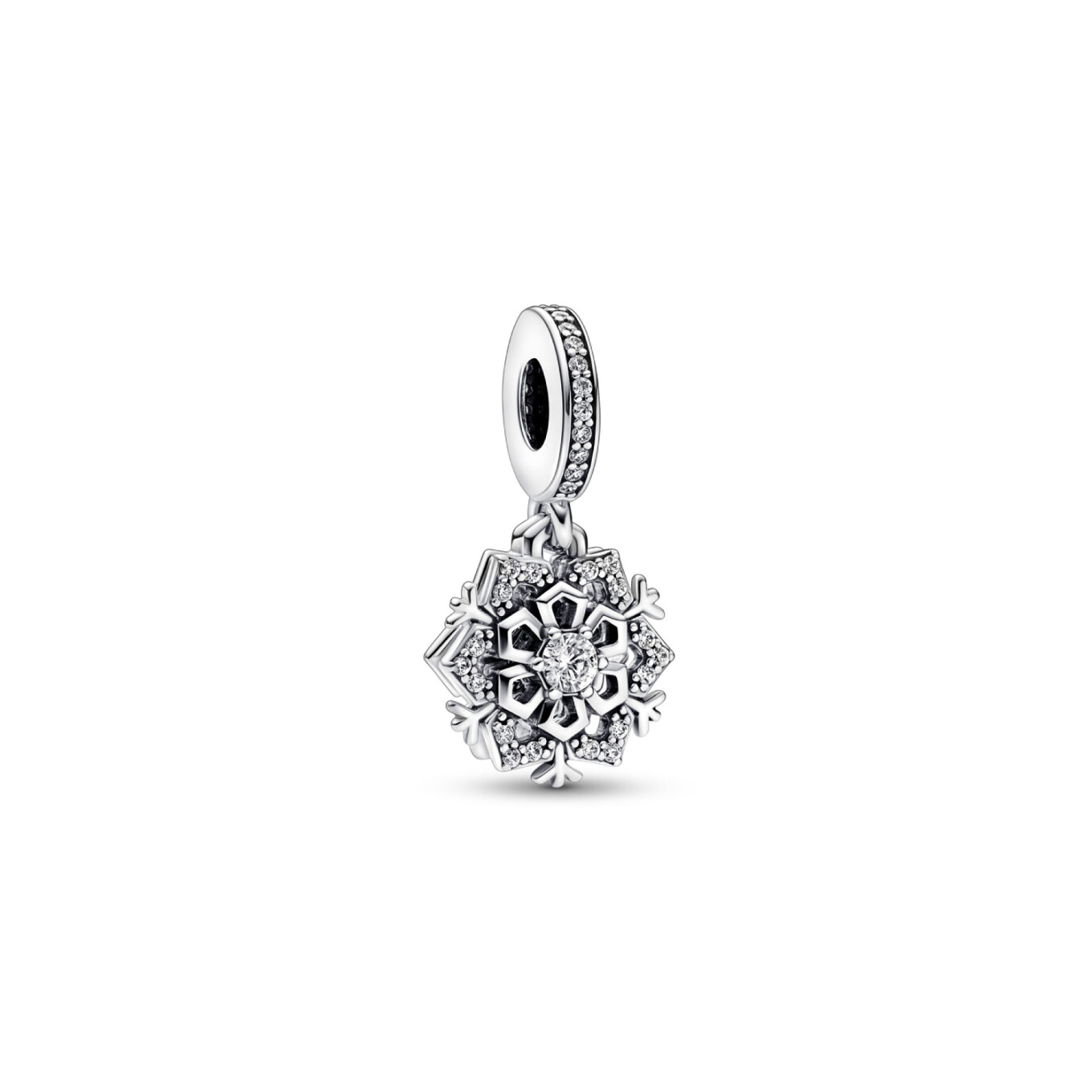 Charm pendant Pandora Moments Double Flocon De Neige Scintillant en argent