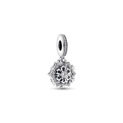 Charm pendant Pandora Moments Double Flocon De Neige Scintillant en argent 