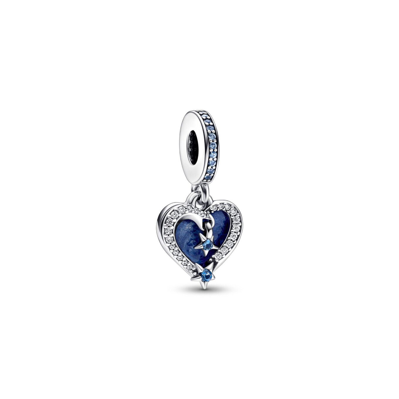 Charm pendant Pandora Moments Double Cœur Étoile Filante Céleste en argent