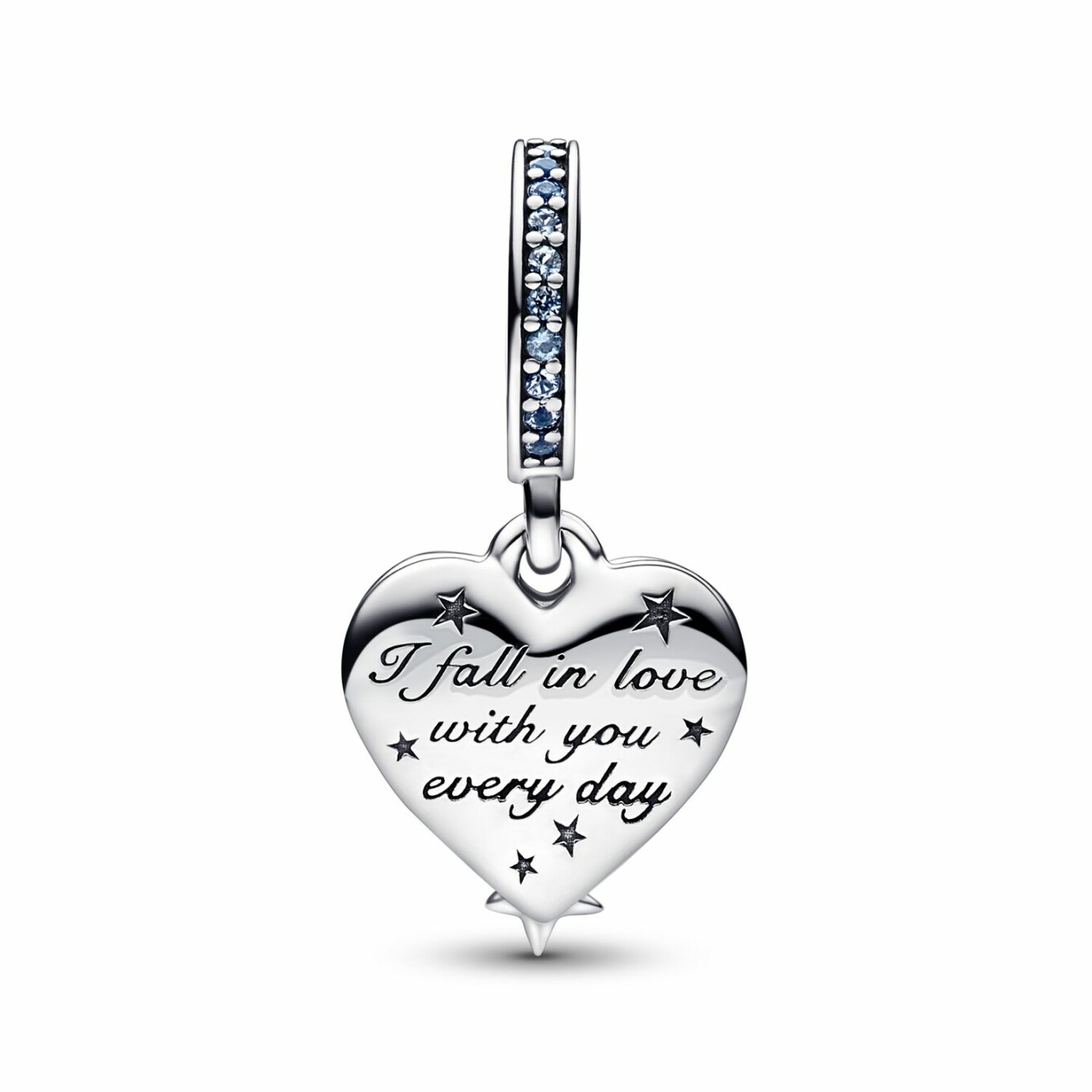 Charm pendant Pandora Moments Double Cœur Étoile Filante Céleste en argent