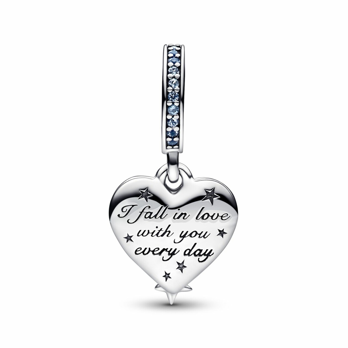 Charm pendant Pandora Moments Double Cœur Étoile Filante Céleste en argent 