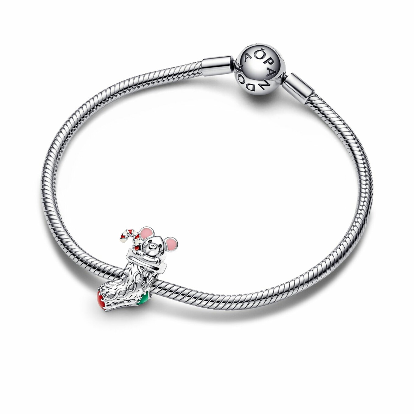 Charm Pandora Moments Festif Souris & Chaussette en argent