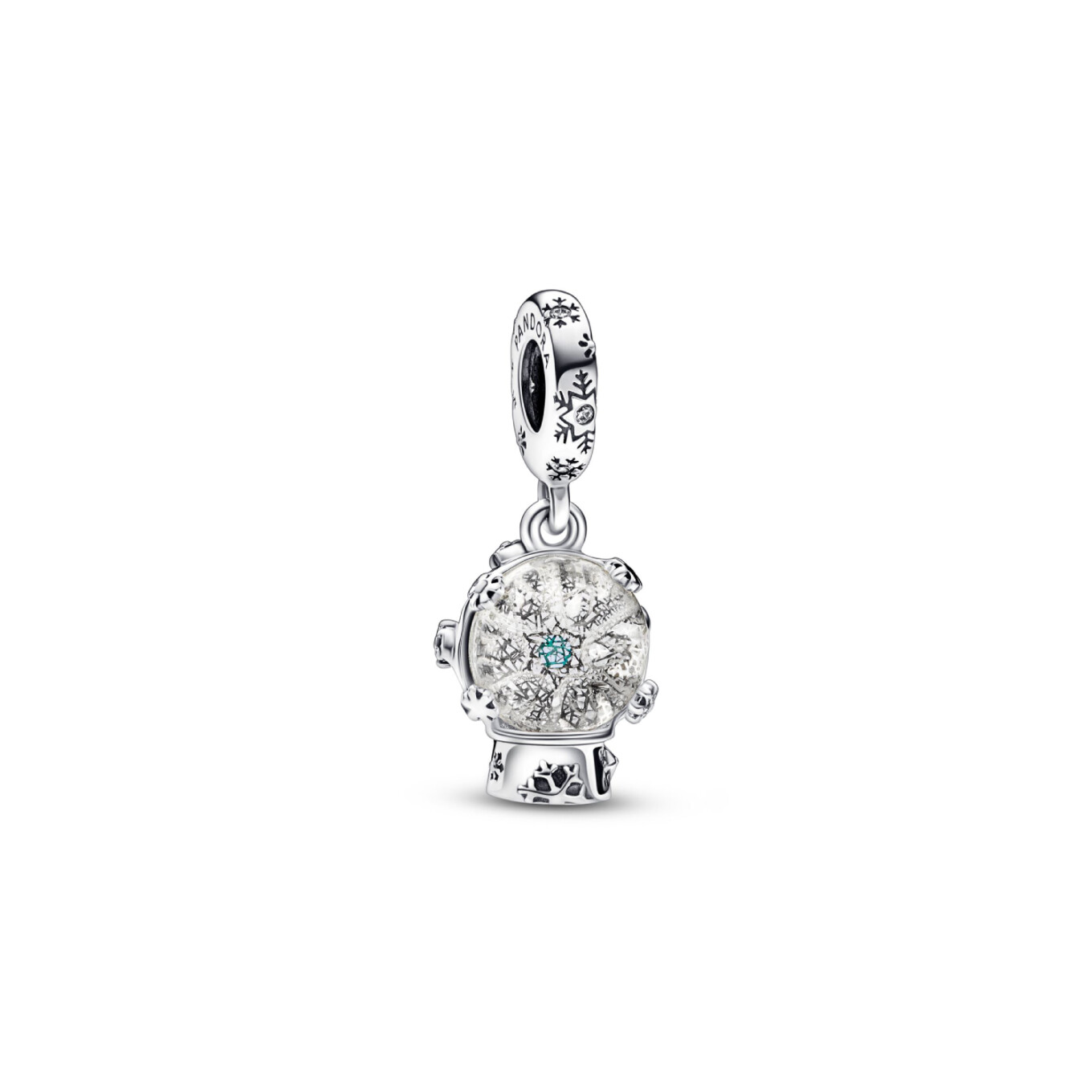 Charm pendant Pandora Moments Boule À Neige Flocon De Neige en argent