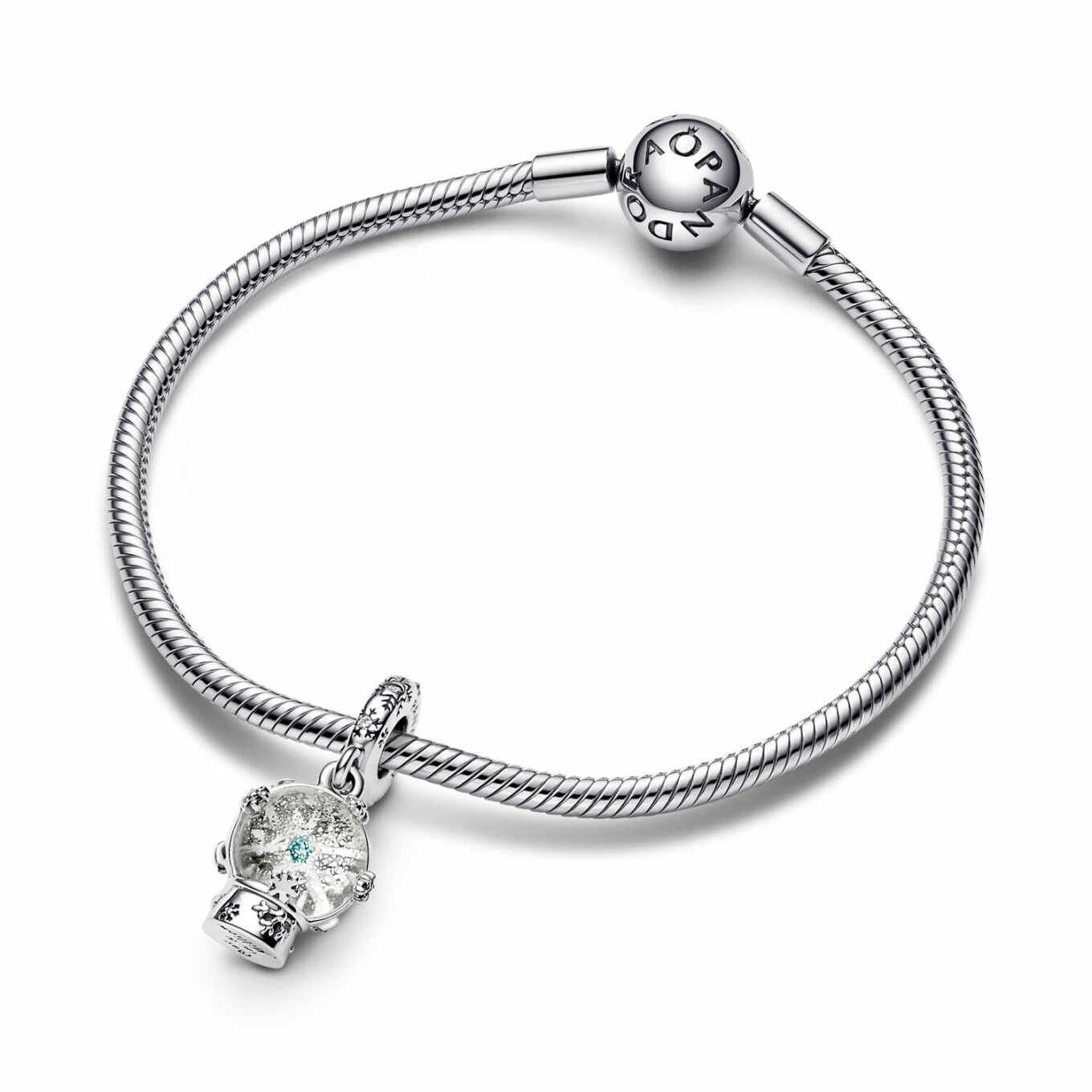 Charm pendant Pandora Moments Boule À Neige Flocon De Neige en argent