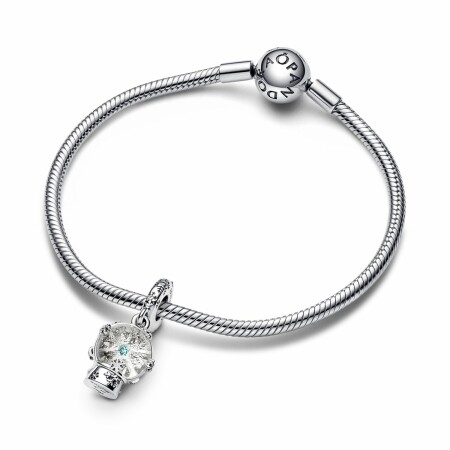 Charm pendant Pandora Moments Boule À Neige Flocon De Neige en argent 