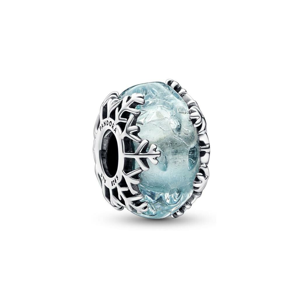 Charm Pandora Moments Murano Flocon De Neige Bleu Hiver en argent