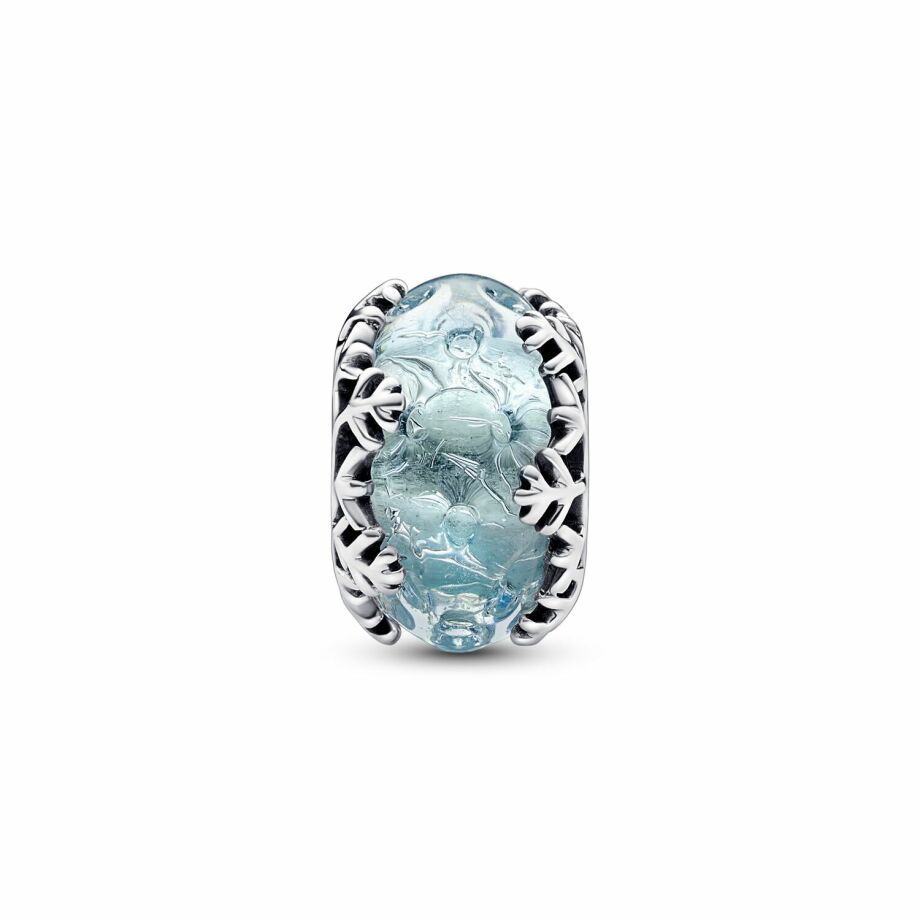 Charm Pandora Moments Murano Flocon De Neige Bleu Hiver en argent