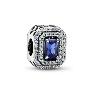 Charm Pandora Timeless Abyme De Rectangles Scintillants Bleu en argent et oxydes de zirconium 