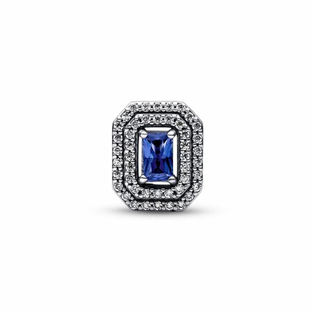 Charm Pandora Timeless Abyme De Rectangles Scintillants Bleu en argent et oxydes de zirconium 