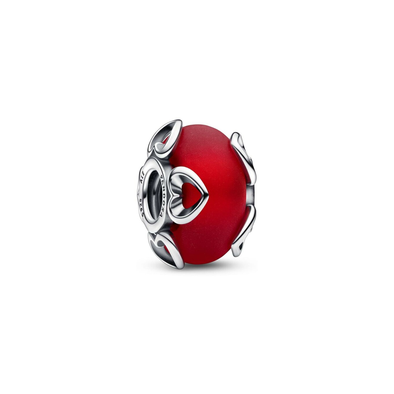 Charm Pandora Murano rouge et cœur en argent