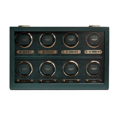 Wolf 1834 British Racing 8pc Watch Winder, green vegan leather