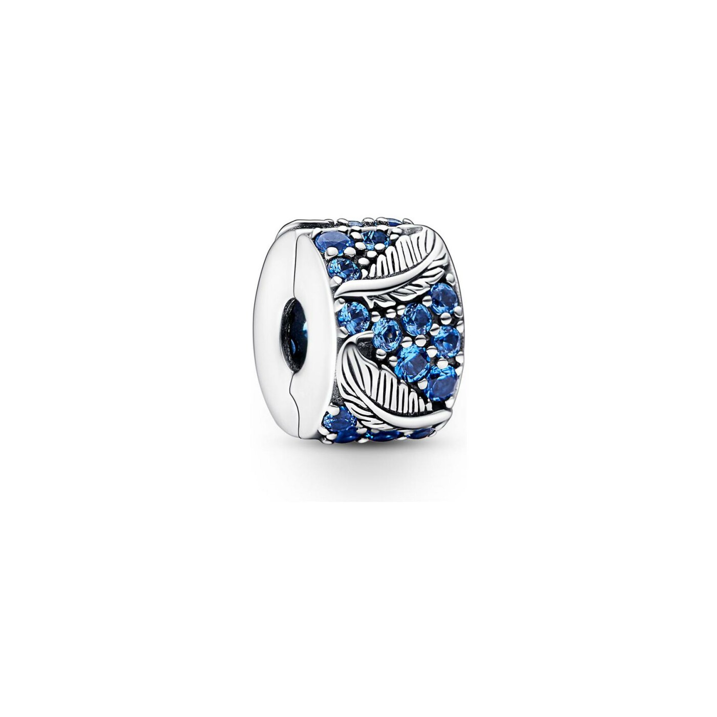 Charm Pandora Moments clip plume courbe & pavé en argent 