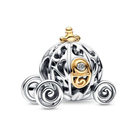 Charm Disney X Pandora 100e anniversaire carrosse enchanté de cendrillon en argent et diamant