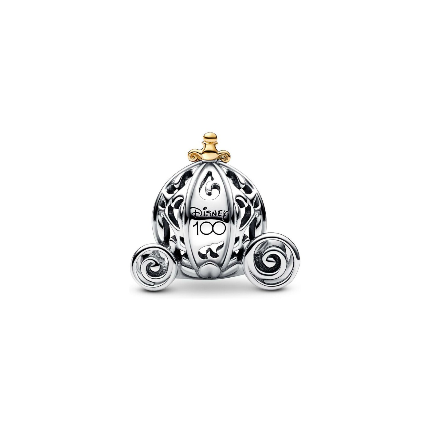 Charm Disney X Pandora 100e anniversaire carrosse enchanté de cendrillon en argent et diamant