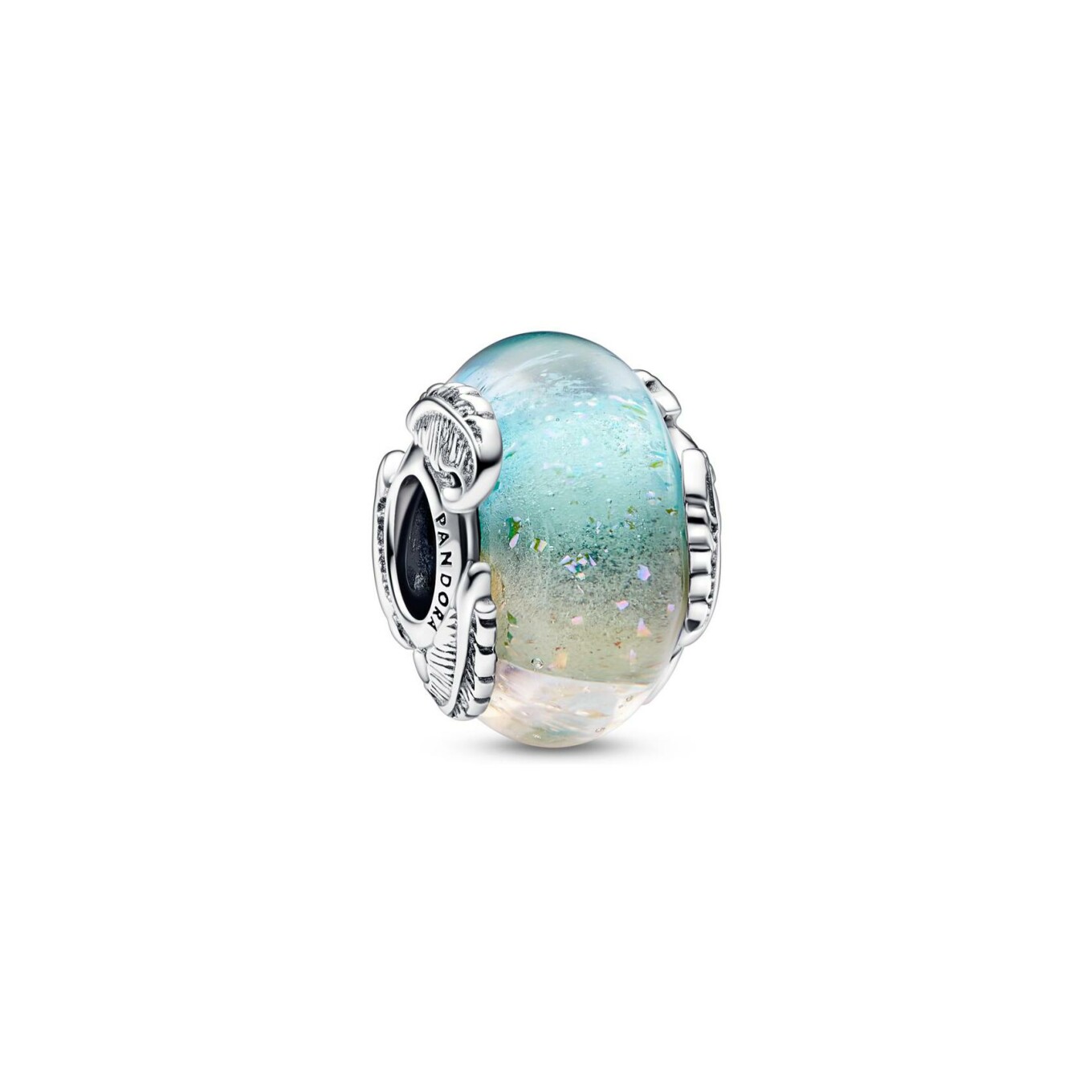 Charm Pandora Moments multicolore & plume courbe en argent et verre de Murano