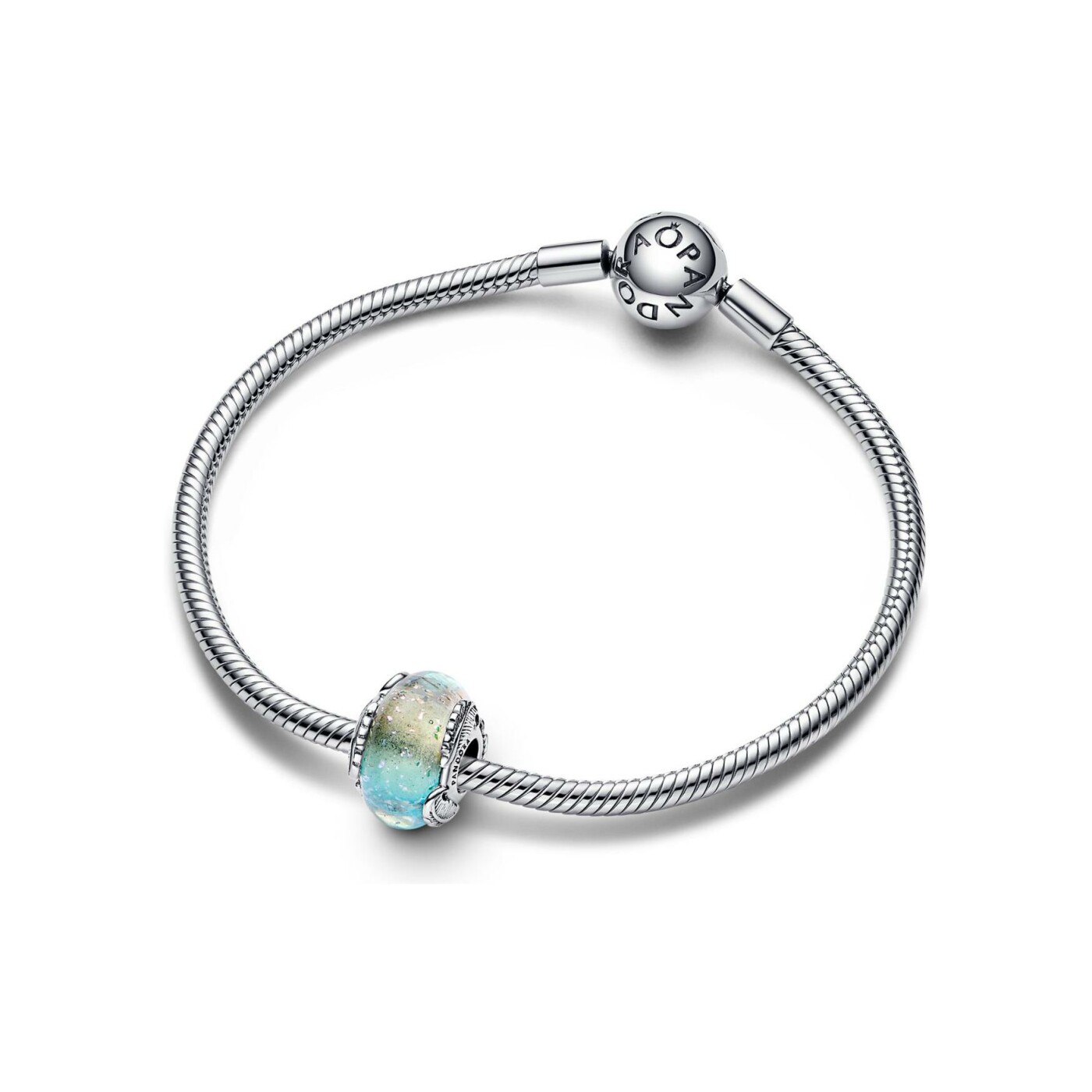 Charm Pandora Moments multicolore & plume courbe en argent et verre de Murano