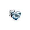 Charm Pandora cœur de diplômé 2023 bleu en argent
