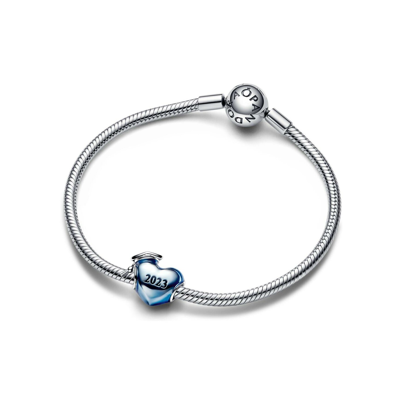 Charm Pandora cœur de diplômé 2023 bleu en argent