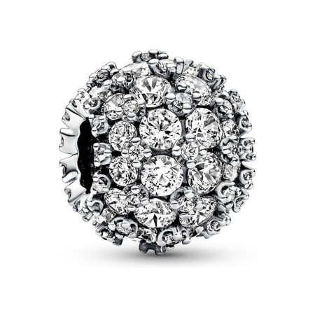 Charm Pandora rond pavé scintillant en argent 