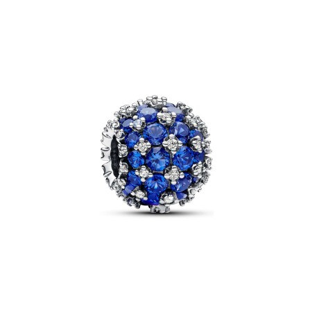 Charm Pandora Rond Pavé Bleu Scintillant en argent, cristaux de synthèse et oxydes de zirconium