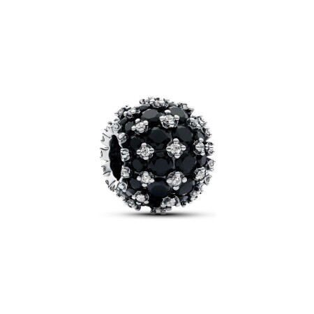 Charm Pandora Moments Noir Rond Pavé Scintillant en argent