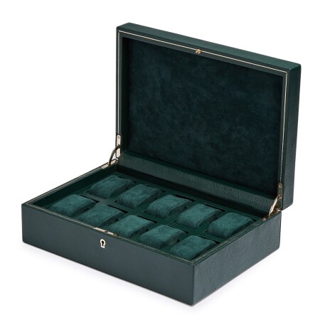 Boîte de rangement pour 10 montres Wolf 1834 British Racing Green en cuir vegan vert