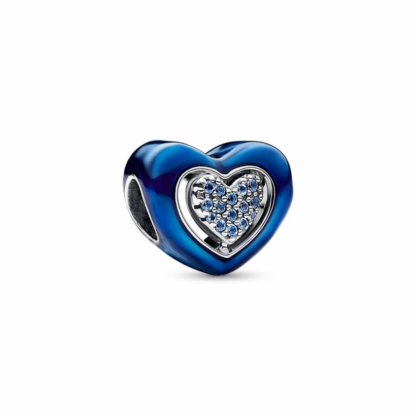 Charm Pandora Cœur Rotatif Bleu en argent