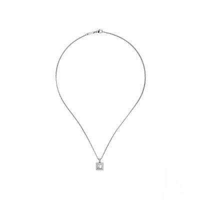 Pendentif Chopard Happy Diamonds en or blanc et pavé de diamants