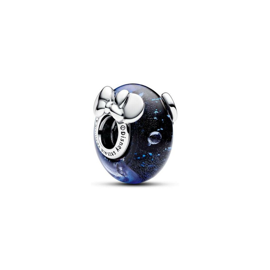 Charm Pandora Verre De Murano Bleu Disney Mickey & Minnie en argent