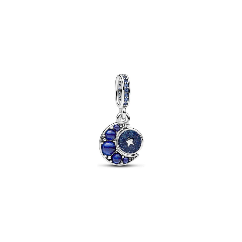 Charm Pandora Pendant Rotatif Lune Scintillante en argent