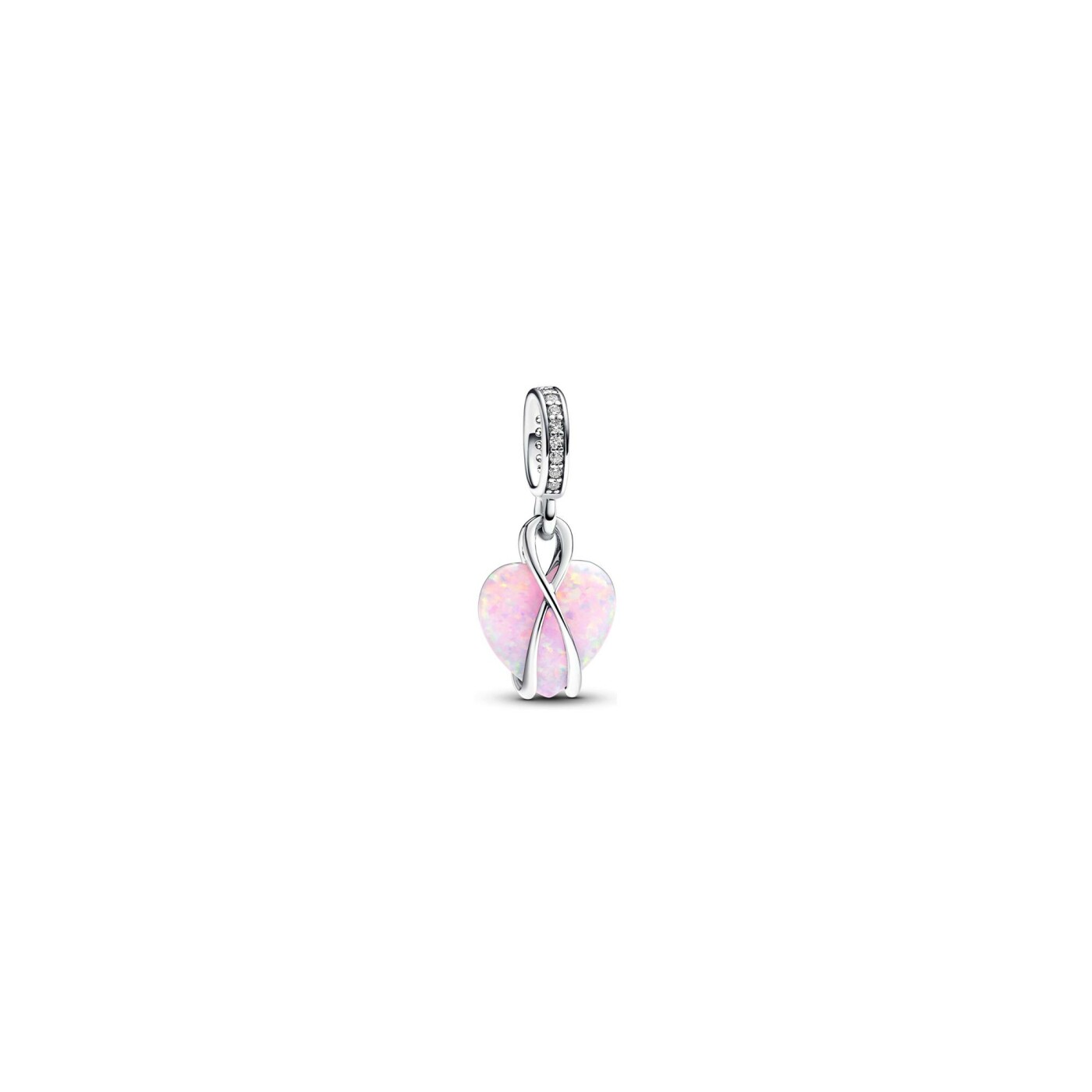 Charms Pandora Moments Pendant Coeur Opalescent Mum en argent, opale et oxydes de zirconium