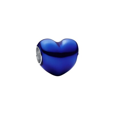 Charm Pandora Cœur Bleu Métallique en argent