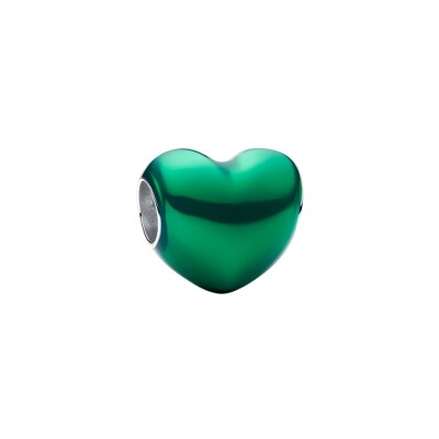 Charm Pandora Cœur Vert Métallique en argent