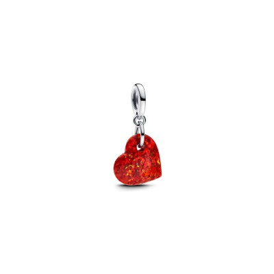 Charm Pandora Moments pendant cœur rouge opalescent en argent