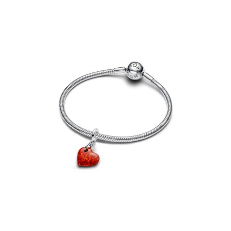 Charm Pandora Moments pendant cœur rouge opalescent en argent