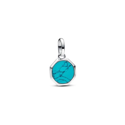 Charm Pandora Me Médaillon Gravable Turquoise en argent