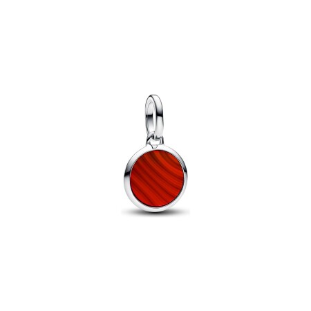 Charm Pandora Me Médaillon Gravable Verre de Murano Rouge en argent