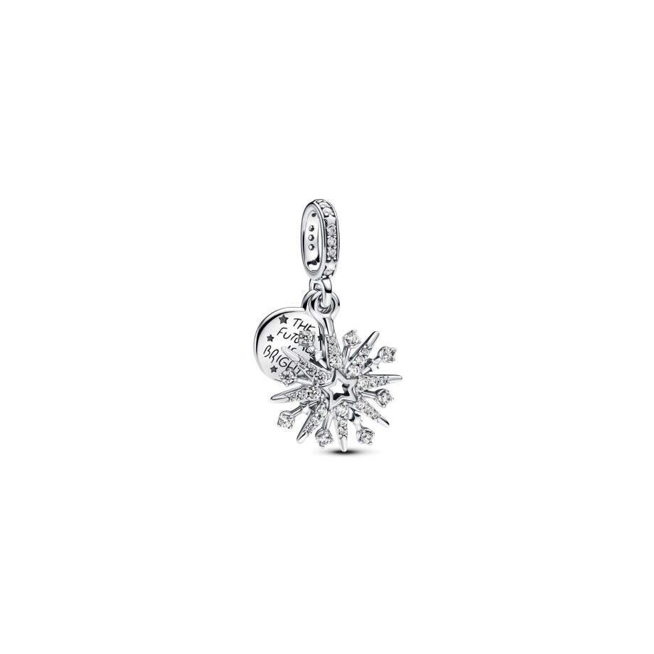 Charm Pandora Moments Double Feu d'Artifice Scintillant en argent et oxydes de zirconium