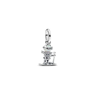 Charm Pandora Moments Skieur en argent, oxydes de zirconium et opale