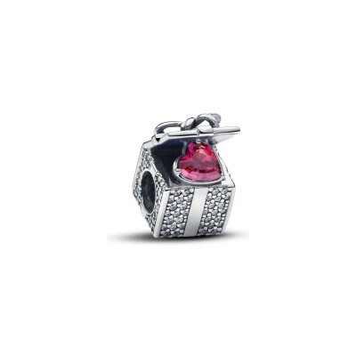 Charm Pandora Moments Boite Cadeau Scintillante en argent, oxydes de zirconium et résine