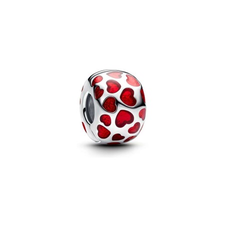 Charm Pandora Moments clip rond cœurs en argent