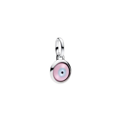 Charm Pandora Pendant Mauvais Œil Gravable en argent et verre