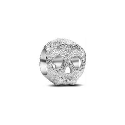 Mini charm Pandora Tête De Mort Texturée en argent